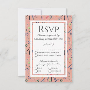 Cartão RSVP CORAL PINK SONDAGEM FIBRA Personalizada