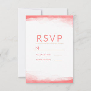 Cartão RSVP Coral Quente Água Brilhante Aquarela Moderna Respo