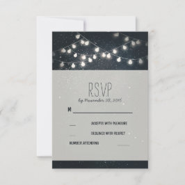 Cartão RSVP Corda Elegante Luzes Noturnas Estrelas Casando RSV