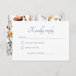 Cartão RSVP Cores Aquáticas Flores Selvagens Prados
