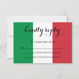 Cartão RSVP Cores da Bandeira Italiana Responda por Gentileza 
