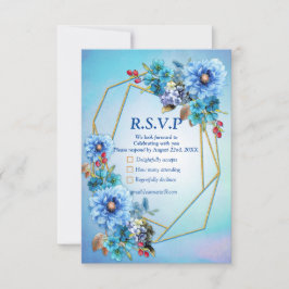Cartão RSVP Cornflower Blues em Watercolor