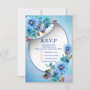 Cartão RSVP Cornflower Blues em Watercolor