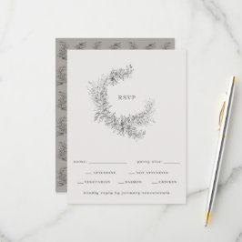 Cartão RSVP Coroa Botânica Minimalista para Casamento