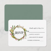 Coroa de Noiva de Flores Silvestres em Aquarela Ve