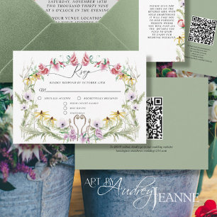 Cartão RSVP Coroa de Primavera de Flores Silvestres Moderno Có