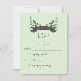 Cartão RSVP Coroa de Suculentas de Cacto Rústico Boho Verde Me