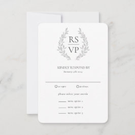 Cartão RSVP Coroa Preta e Branca Formal Personalizada Casament
