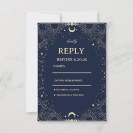 Cartão RSVP Cósmico Vintage Celestial