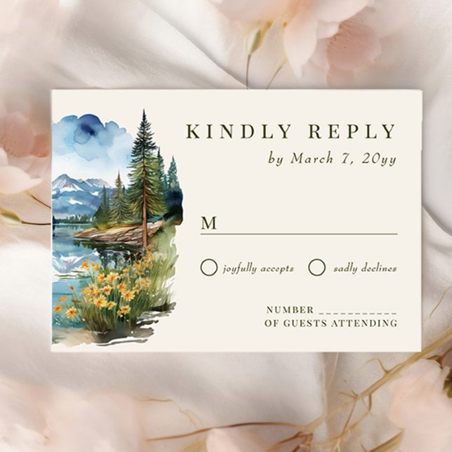 Cartão RSVP Country Lake Wedding (RSVP card from the Country Lake wedding collection by Darling & May)