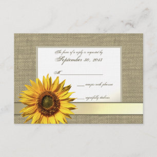 Cartão RSVP Country Sunflower and Burlap Look Response