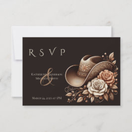 Cartão RSVP Country Western Cowgirl Hat com Flores