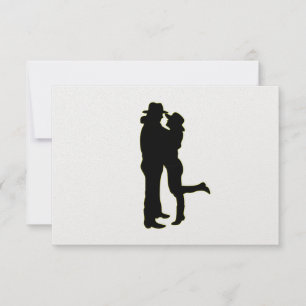 Cartão RSVP Cowboy e Cowgirl no Love Silhouette Vazio