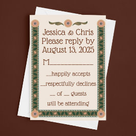 Cartão RSVP Cozy Homespun Wedding