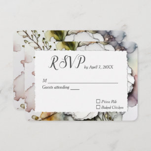 Cartão RSVP Cravagem De Casamento Na Design De Tinta De Álcool