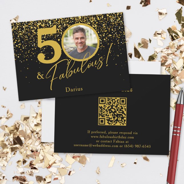 Cartão RSVP Create Your Own Fabulous Birthday Photo QR Code (Criador carregado)
