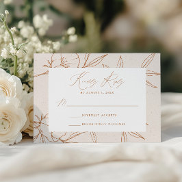 Cartão RSVP Creme Floral Botânico Moderno & Marrom Terracota