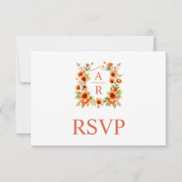 Cartão RSVP Crescente de flor de laranja e código QR casamento