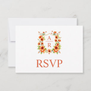 Cartão RSVP Crescente de flor de laranja e código QR casamento