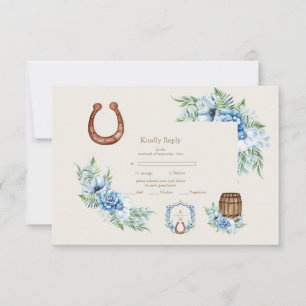 Cartão RSVP Crest Casamento Floral Boêmio Country Ocidental