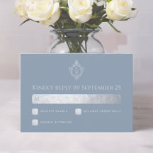 Crest de Casamento Azul Poeira Monograma com Supos