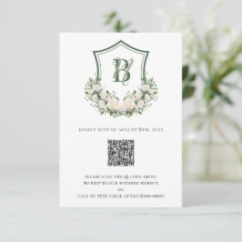 Cartão RSVP Crest de Flores Brancas Casamento
