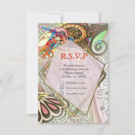 Cartão RSVP Criação de Portas do Partido Artista Cheerful