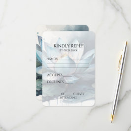 Cartão RSVP Crie O Seu Próprio Lótus De Aquarela Azul