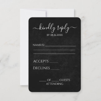 Cartão RSVP Crie Seu Próprio Casamento com Textura Preta