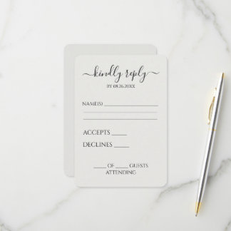 Cartão RSVP Crie Seu Próprio Simples Minimalista Personalizado