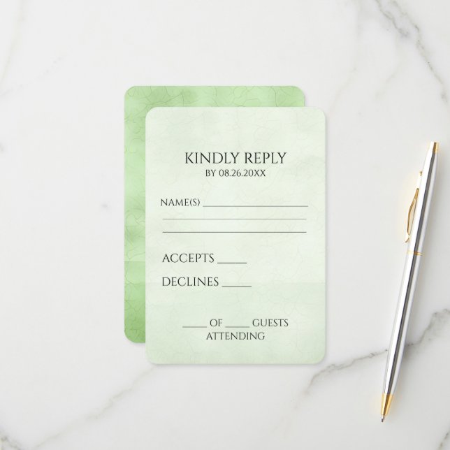 Cartão RSVP Crie sua própria textura verde Bonito (Frente/Verso In Situ)