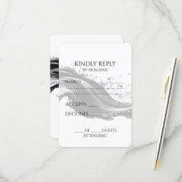 Cartão RSVP Crie sua própria tinta de fluxo B&W