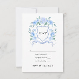 Cartão RSVP Crista de Monograma Floral Casamento