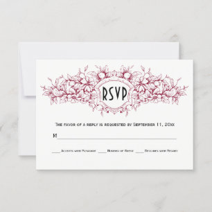 Cartão RSVP Crista heráldica floral de Borgonha que wedding o