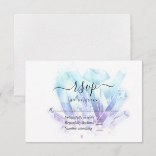 Cartão RSVP Cristais de Aquarela Geométrica Casamento