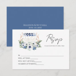 Cartão RSVP Cristais de Lua Flores Boho Metafísico Casamento