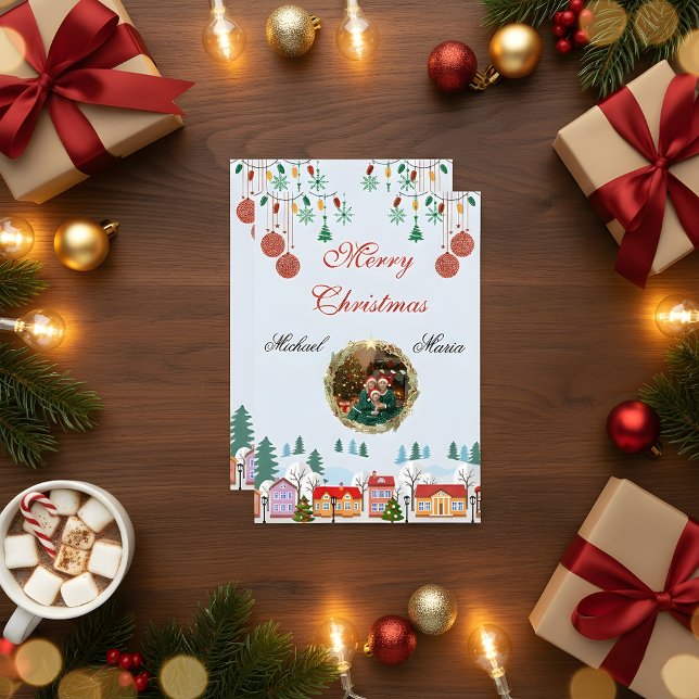 Cartão RSVP Custom Christmas Family Photo Card – Editable (Criador carregado)