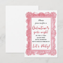 Cartão RSVP Custom Girls Night Galentine Pink Party Invitation