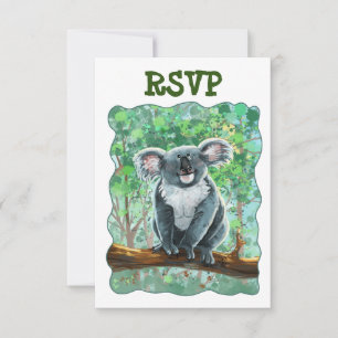 Cartão RSVP Cute Koala Bear Party Center