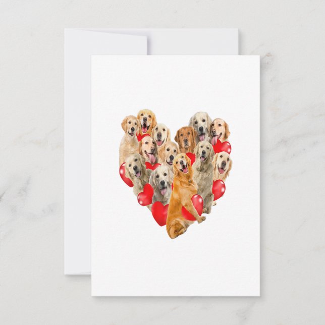 Cartão RSVP Cute Valentines Day Golden Retriever Dog Heart Pup (Frente)