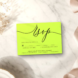 Cartão RSVP Cyber Lime Jet Black Minimal Moderno