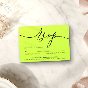 Cartão RSVP Cyber Lime Jet Black Minimal Moderno