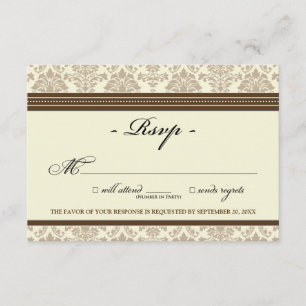 Cartão RSVP Damask Elegante (chocolate/creme)