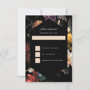 Cartão RSVP Dark Moody Floral Neerlandês Romântico