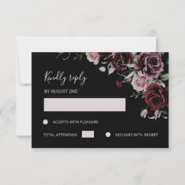 Cartão RSVP Dark Moody Romantic Watercolor Roses