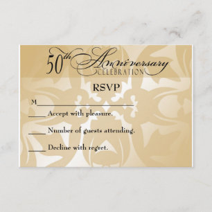 Cartão RSVP de 50 anos do Damask Elegant