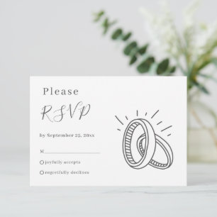 Cartão RSVP de anéis de casamento divertidos