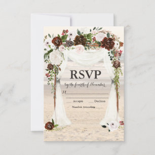 Cartão RSVP de Arbor de Casamento de Praia