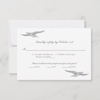 Cartão RSVP de aves marinhas para o casamento cost