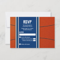 Cartão RSVP de Bar Azul Laranja de Basquete Mitzva